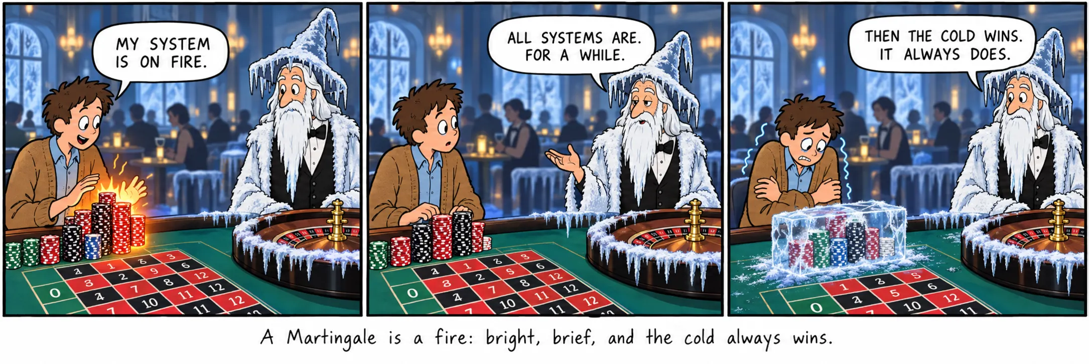 Une martingale est un feu : vif, bref, et le froid gagne toujours.